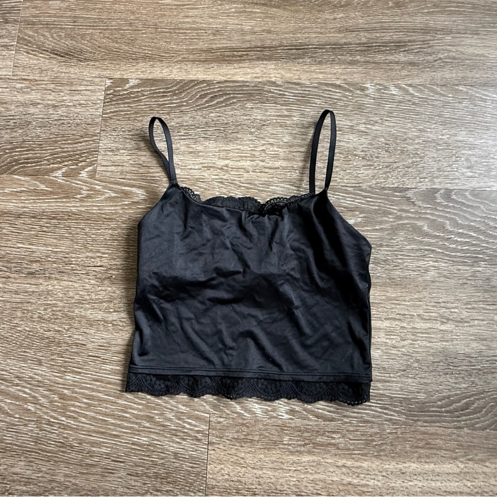 Aerie Black Lace Trim Tank Top